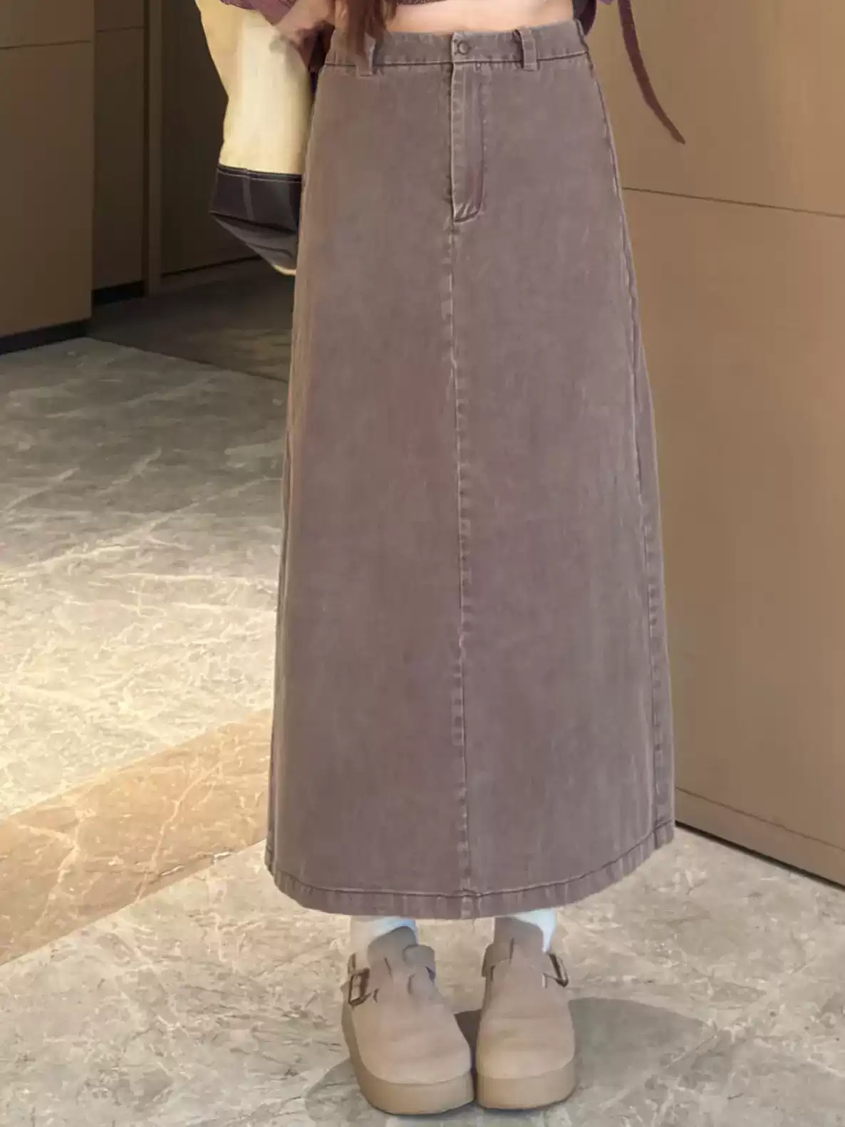 南岛风大码女装显瘦a字半身裙春秋高腰宽松牛仔裙胖mm遮肚子藏肉